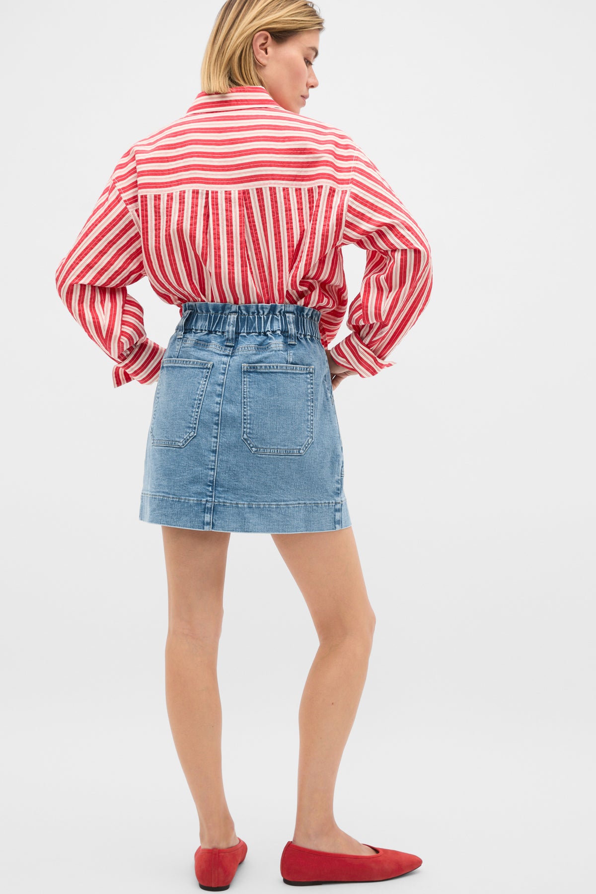 Denim Paperbag Mini Skirt