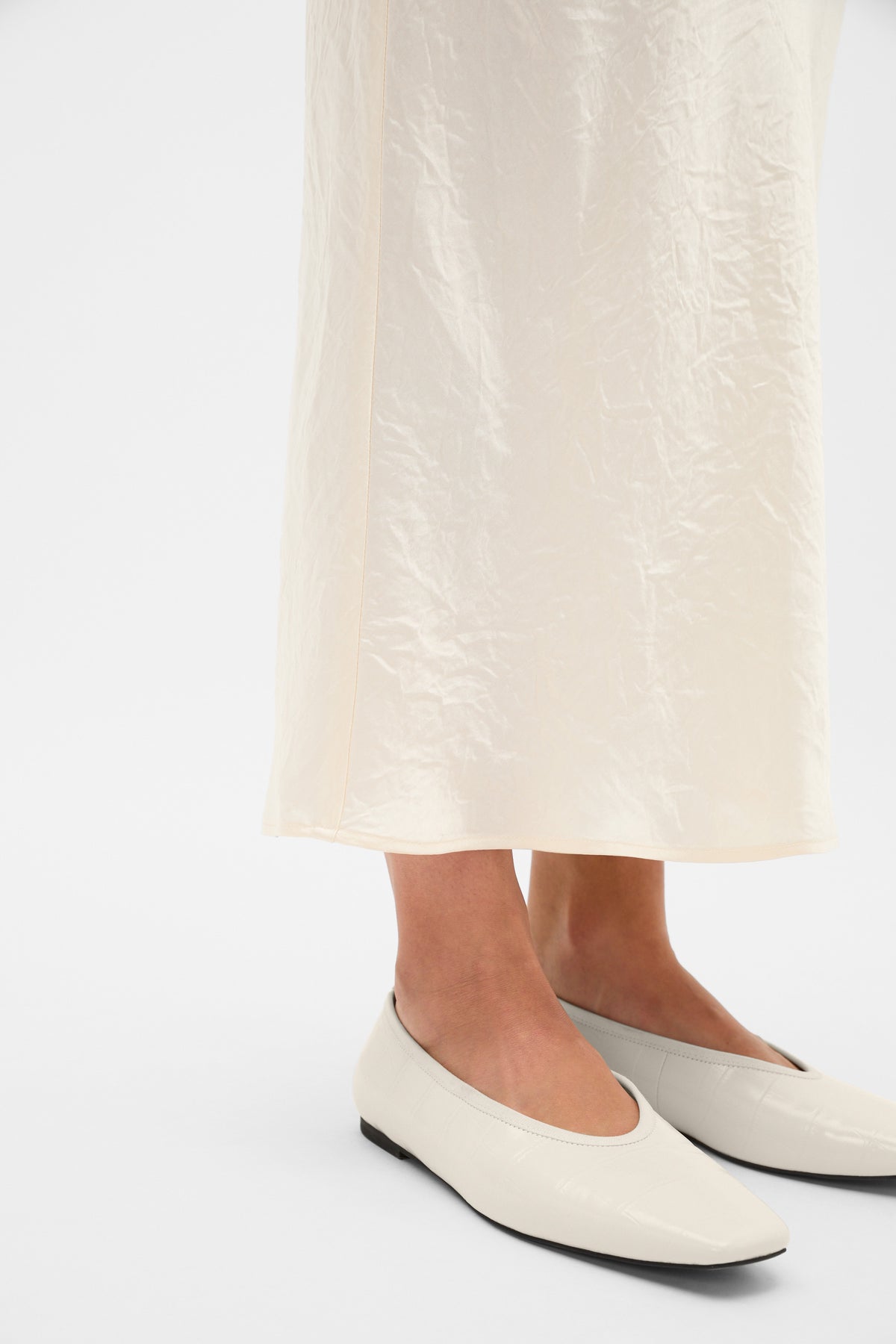 Crinkled Satin Slip Skirt