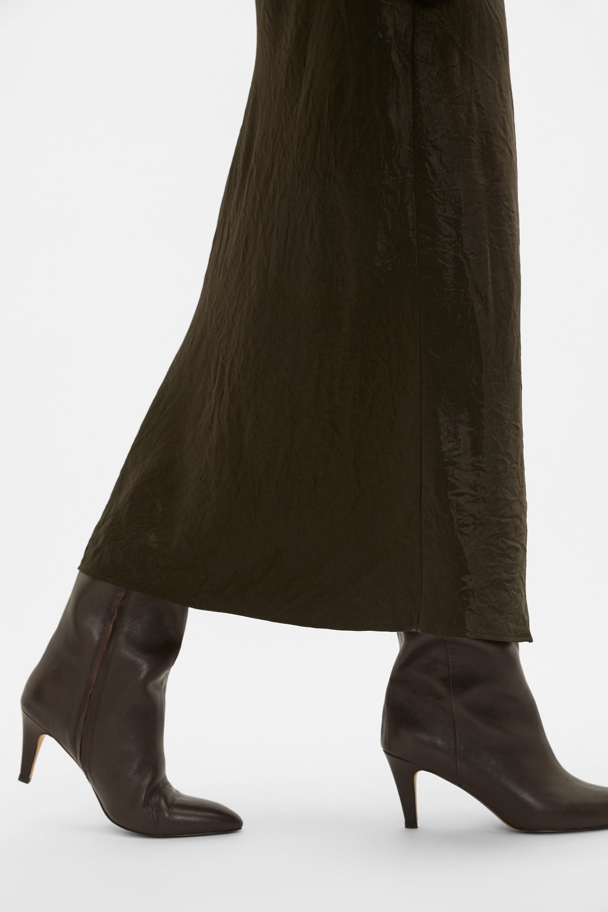 Crinkled Satin Slip Skirt