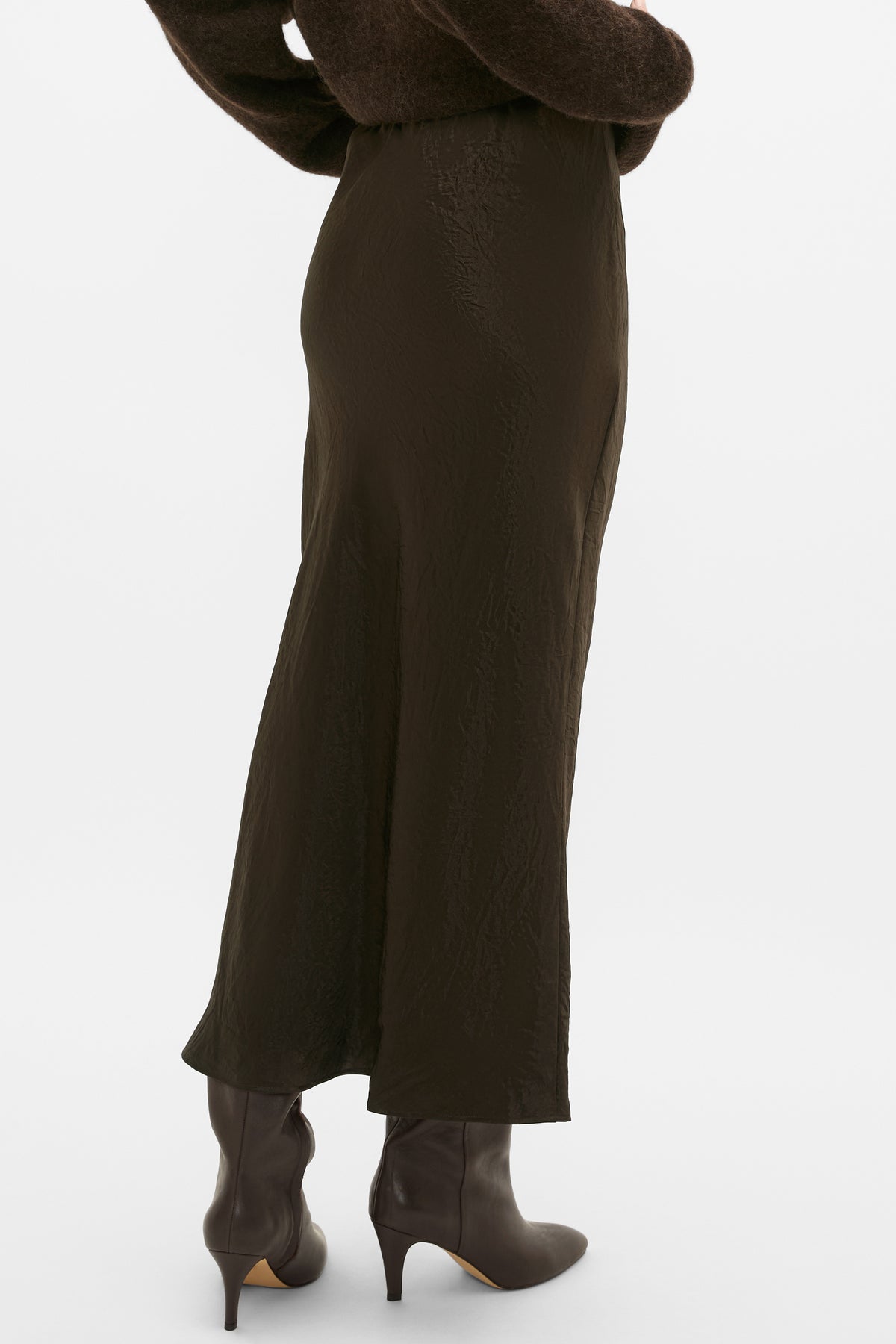 Crinkled Satin Slip Skirt