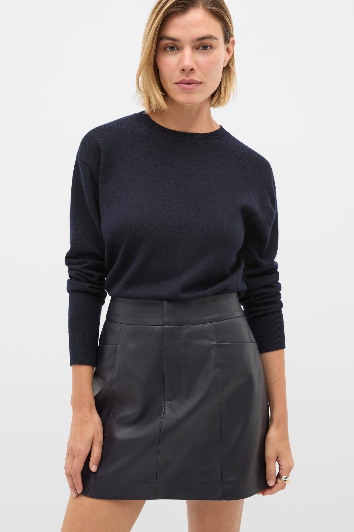 Leather Mini Seam Skirt