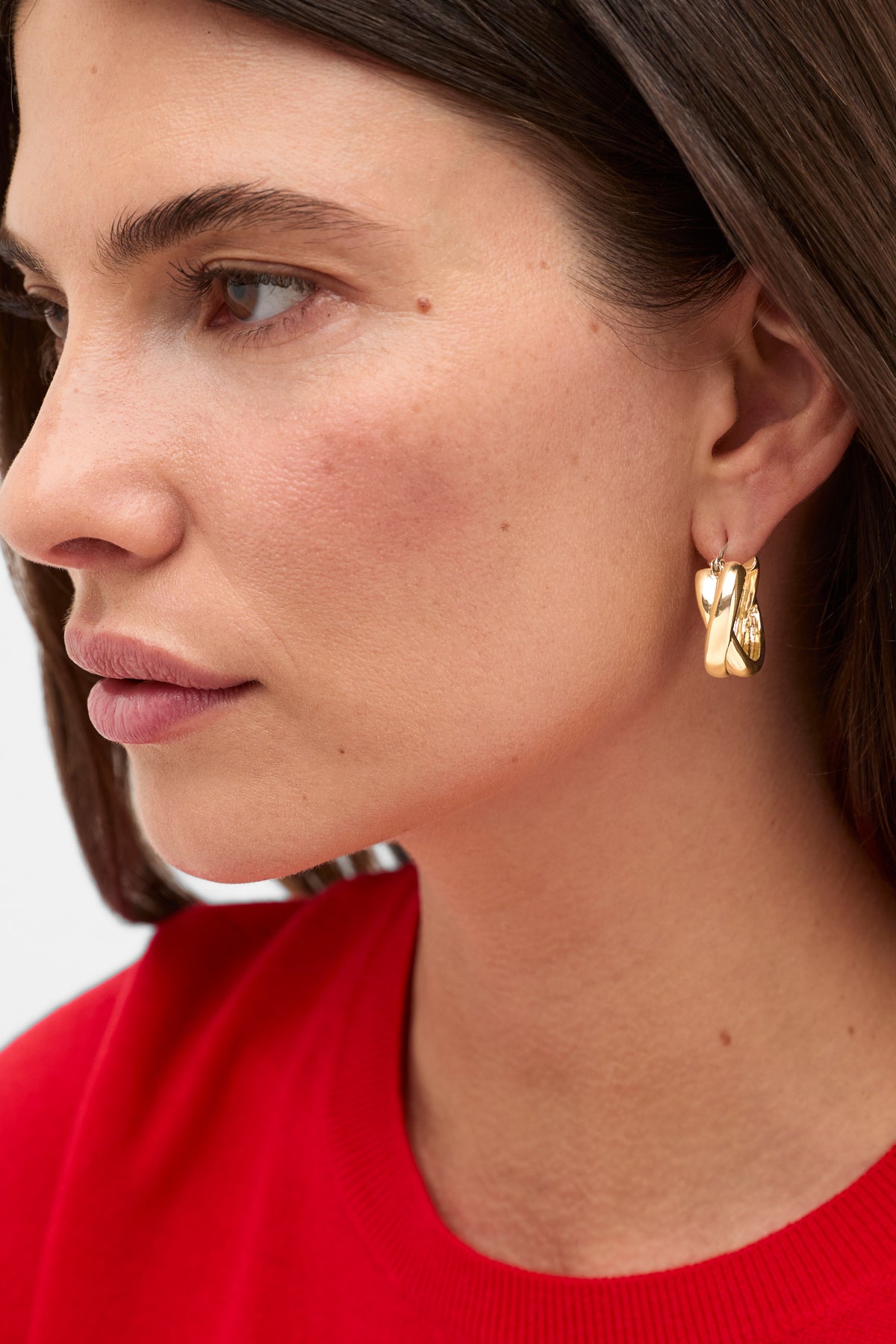 Cross Over Hoop Earring