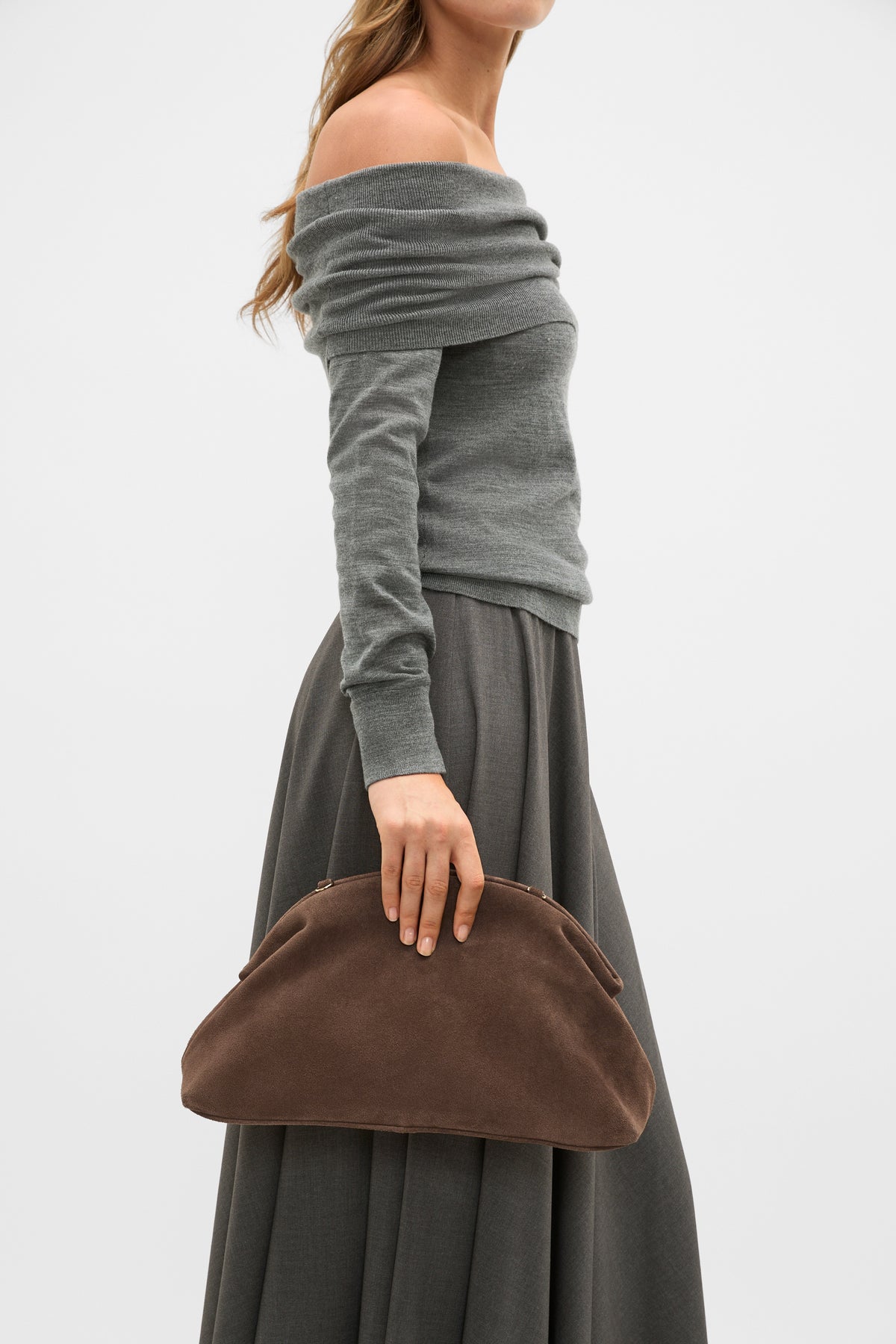 Suede Rounded Clutch
