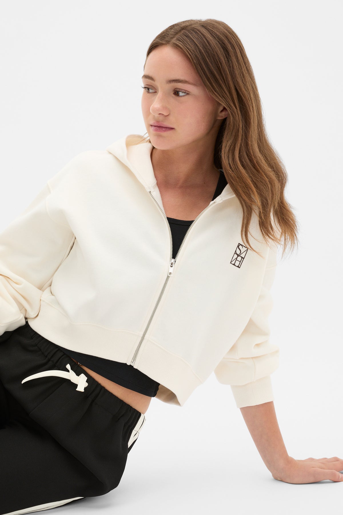 Logo Cropped Zip Hoodie