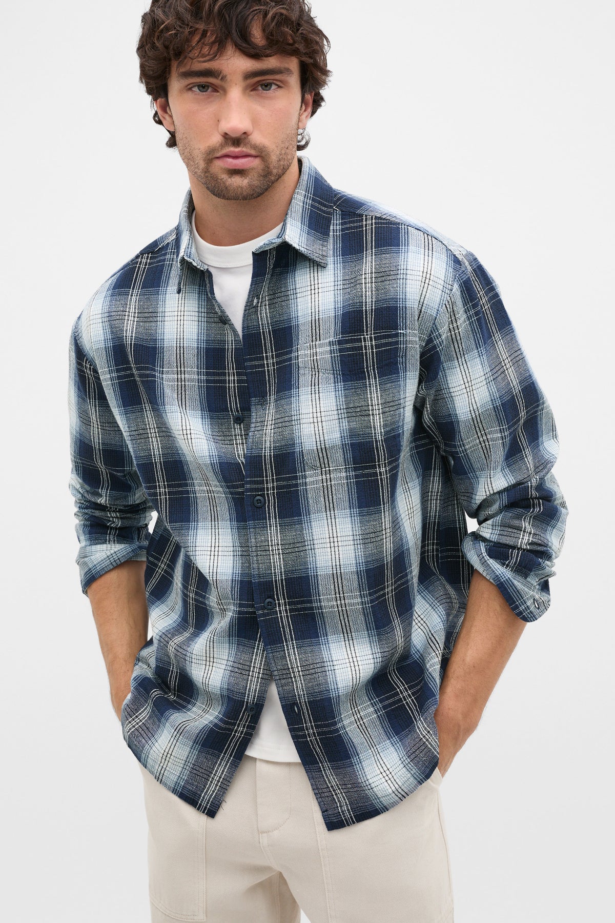 Long Sleeve Cotton Check Shirt
