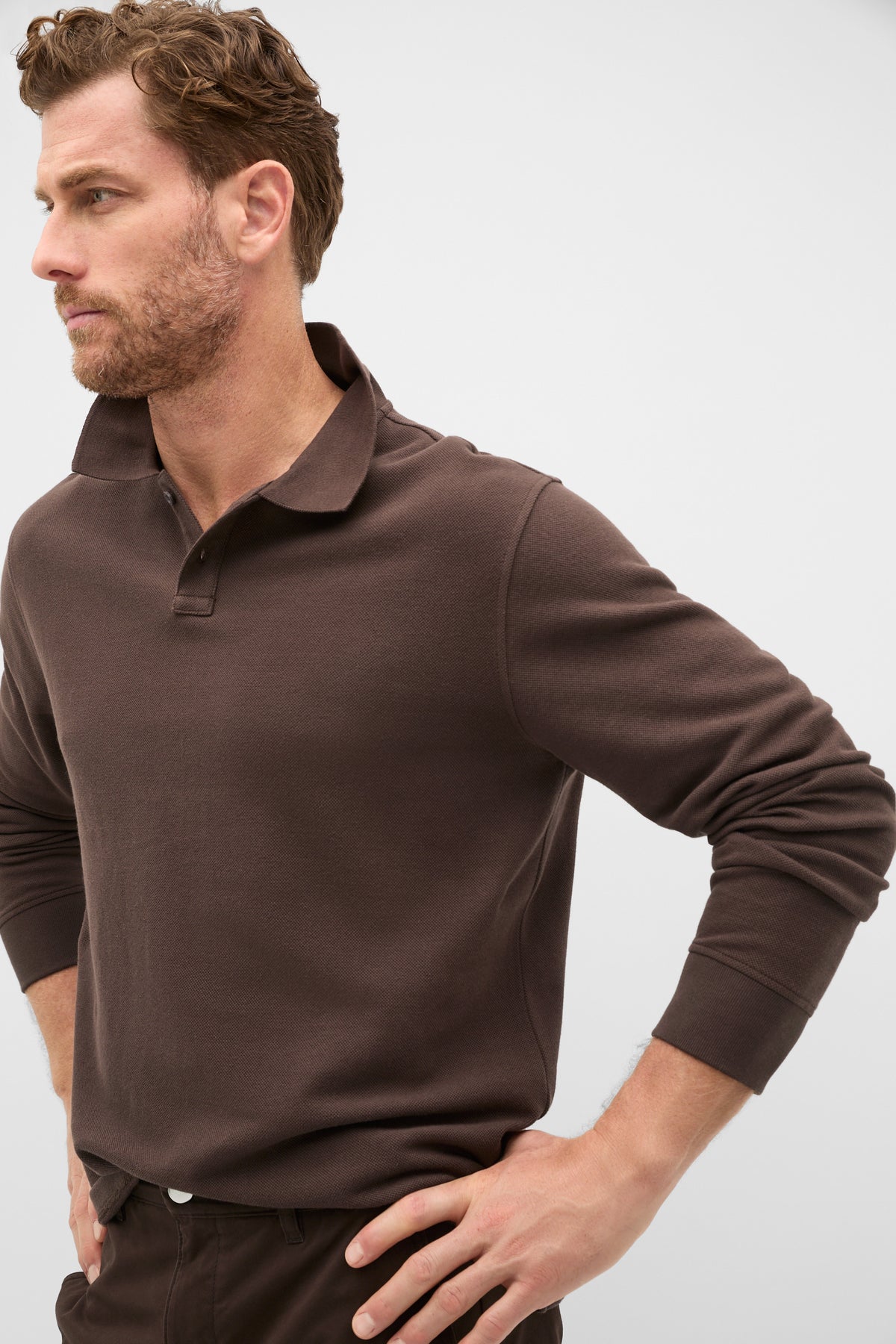 Long Sleeve Pique Polo