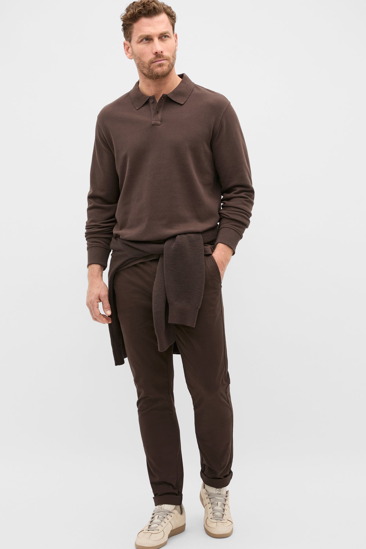 Long Sleeve Pique Polo
