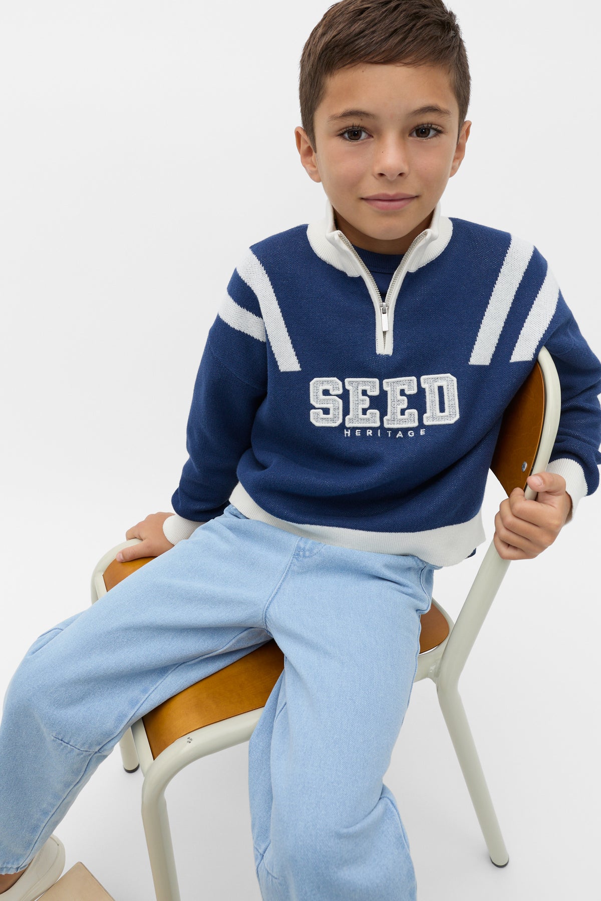 Quarter Zip Logo Knit