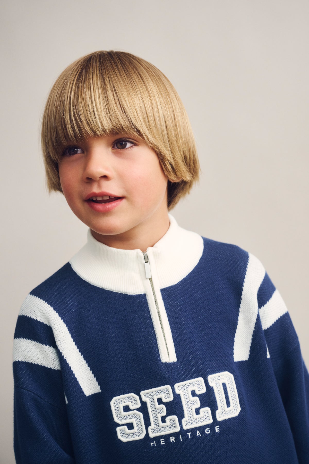 Quarter Zip Logo Knit