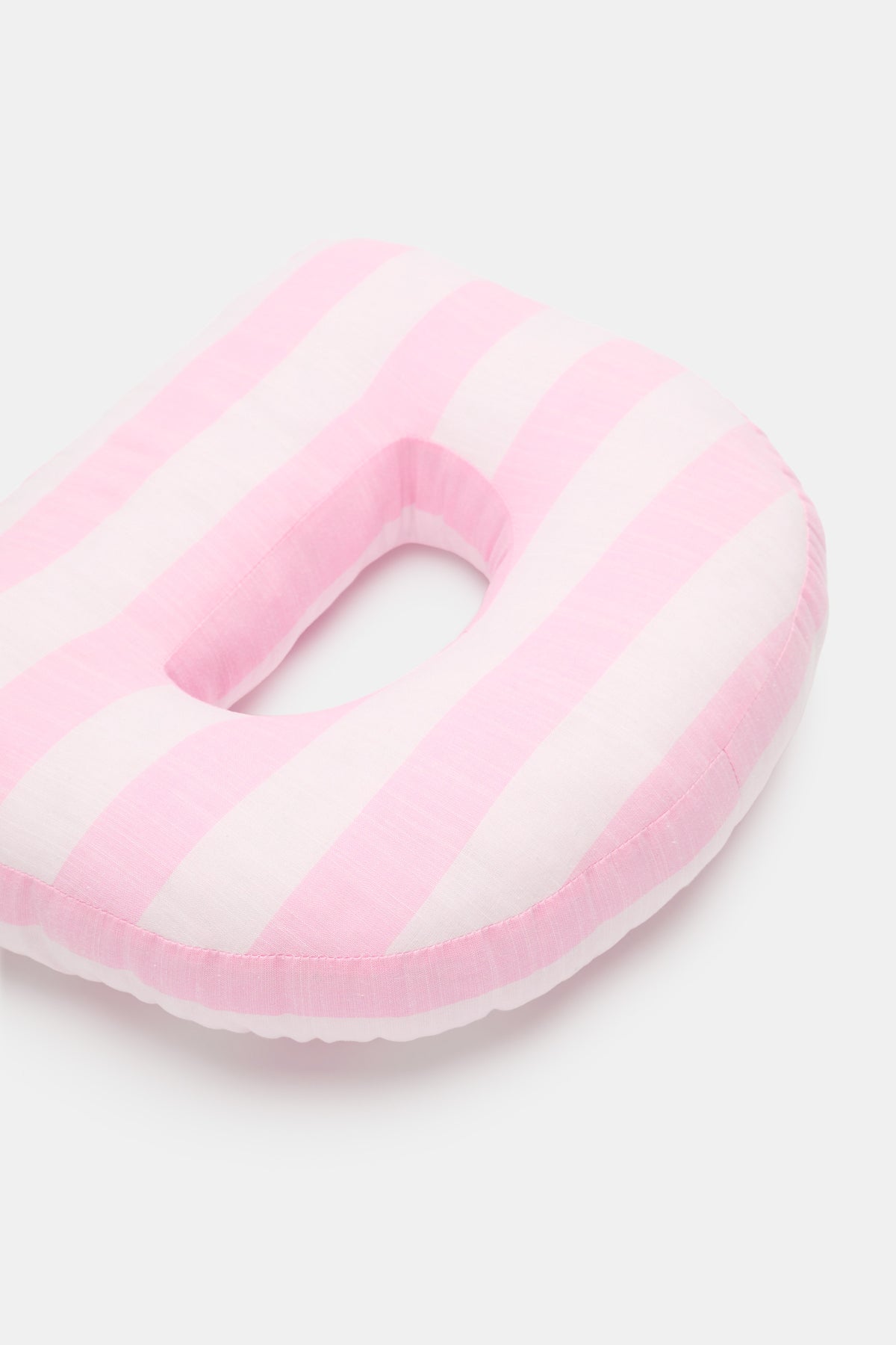 Pink Stripe Initial Cushion