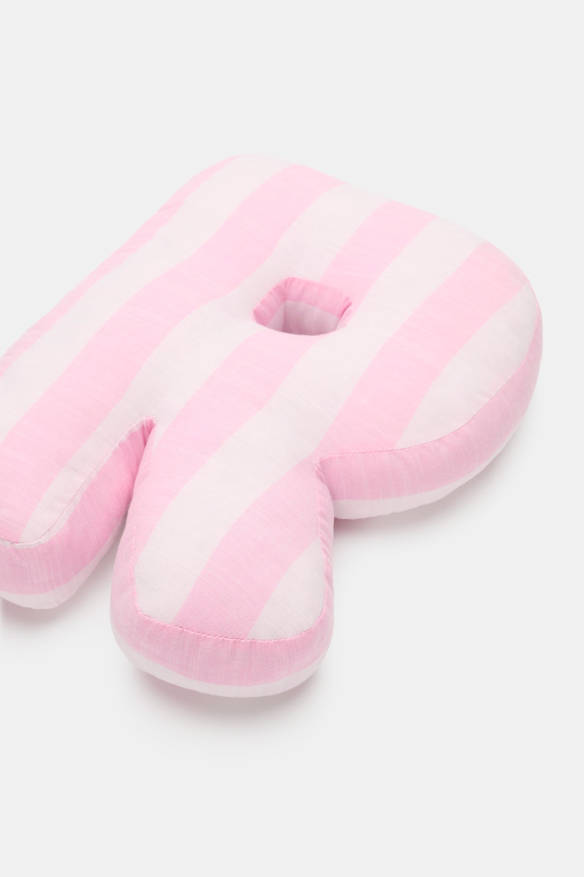 Pink Stripe Initial Cushion
