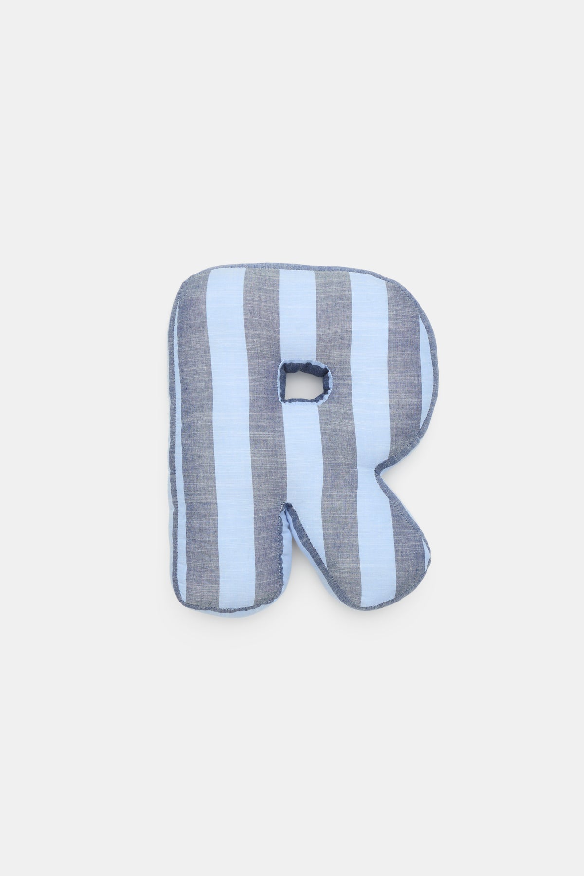 Blue Stripe Initial Cushion