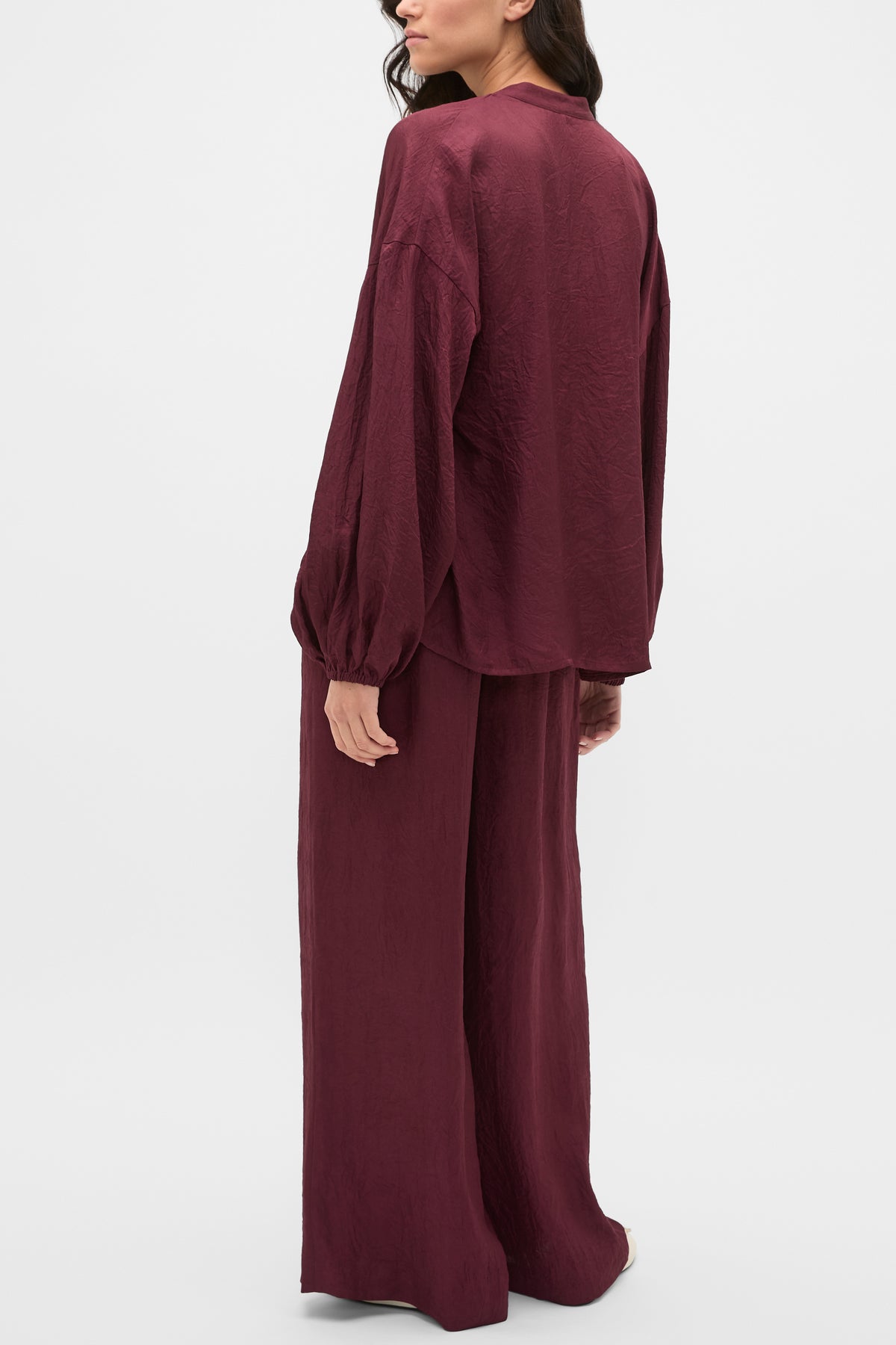 Textured Satin Half Placket Blouse