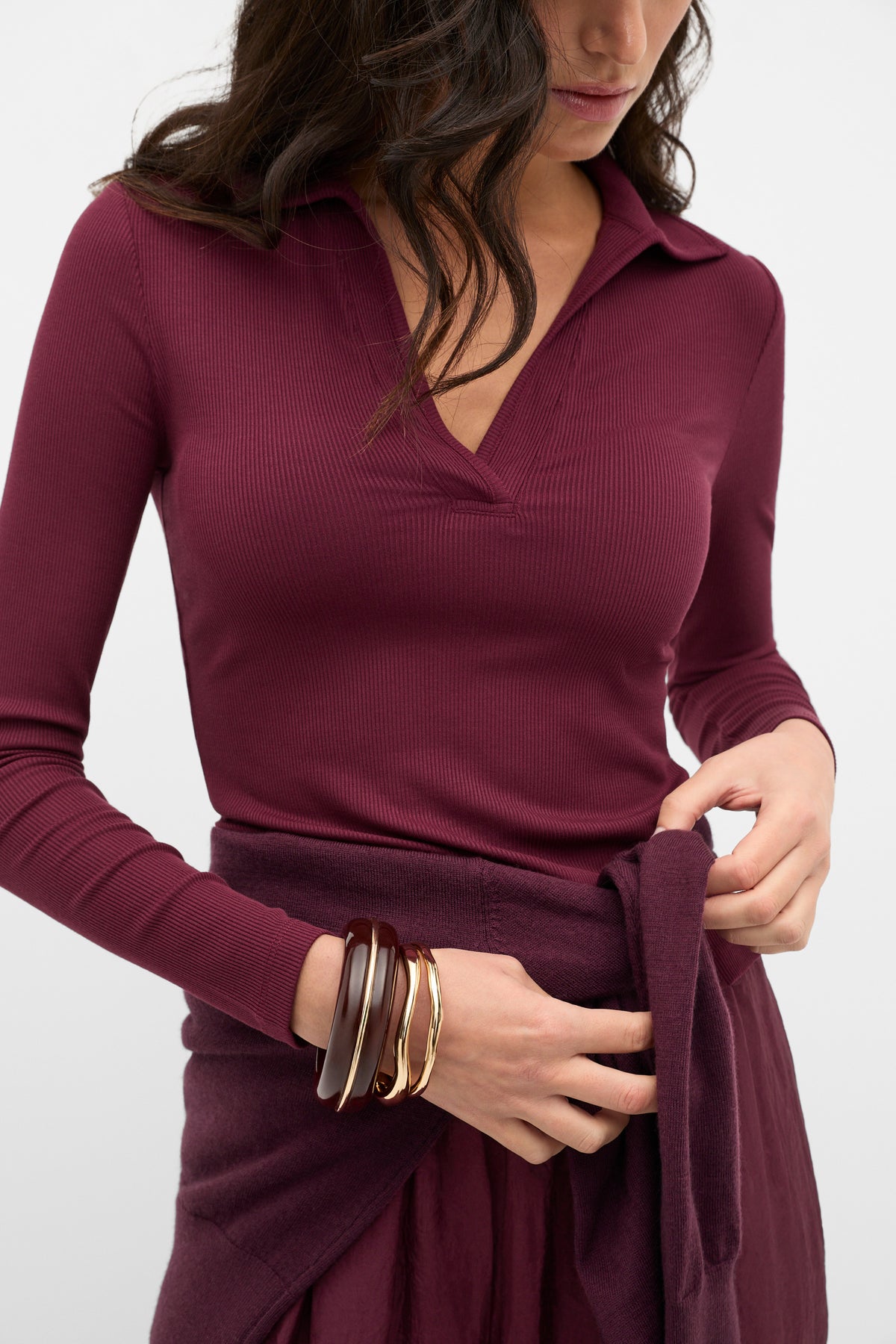 Core Rib Collared Top