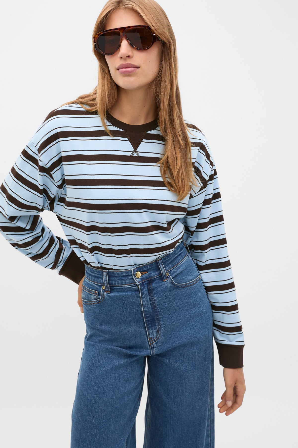 Slouchy Long Sleeve Striped Top