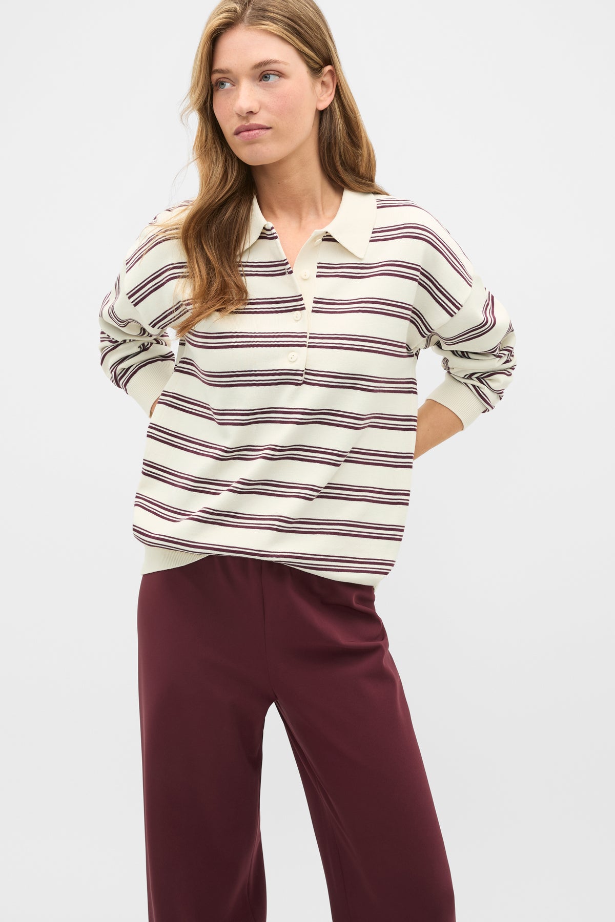 Variegated Stripe Polo Knit