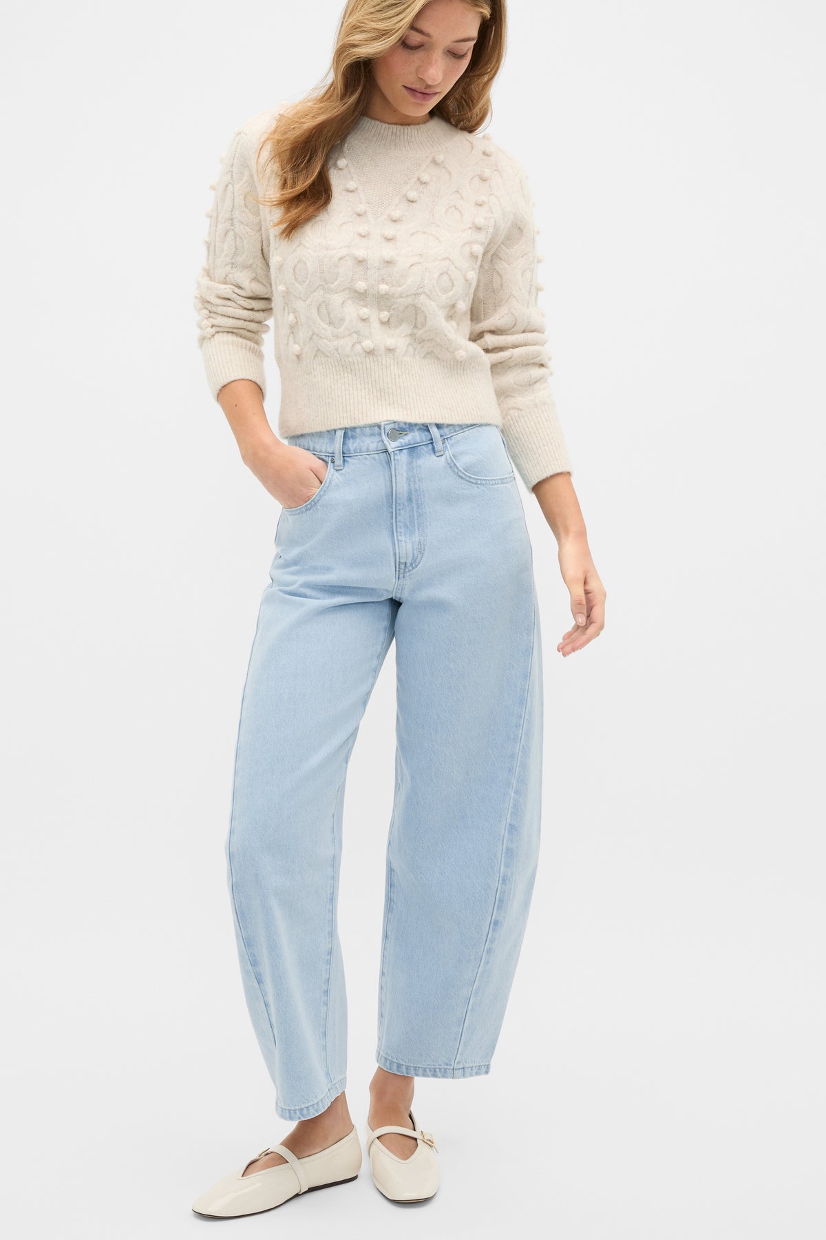 Pom Pom Cable Knit Sweater