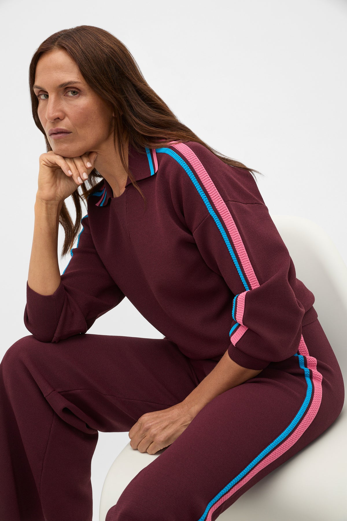 MD Crepe Knit Collared Sweater