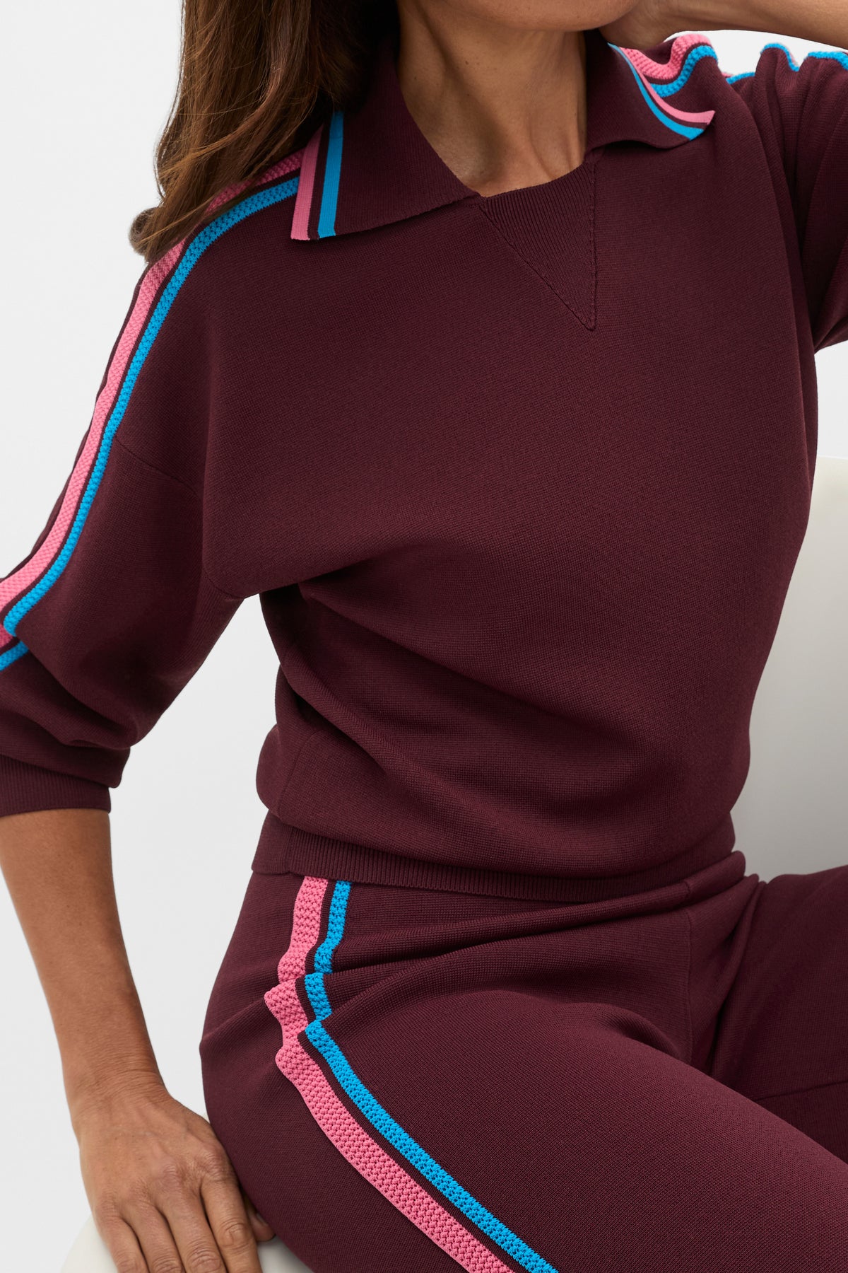 MD Crepe Knit Collared Sweater