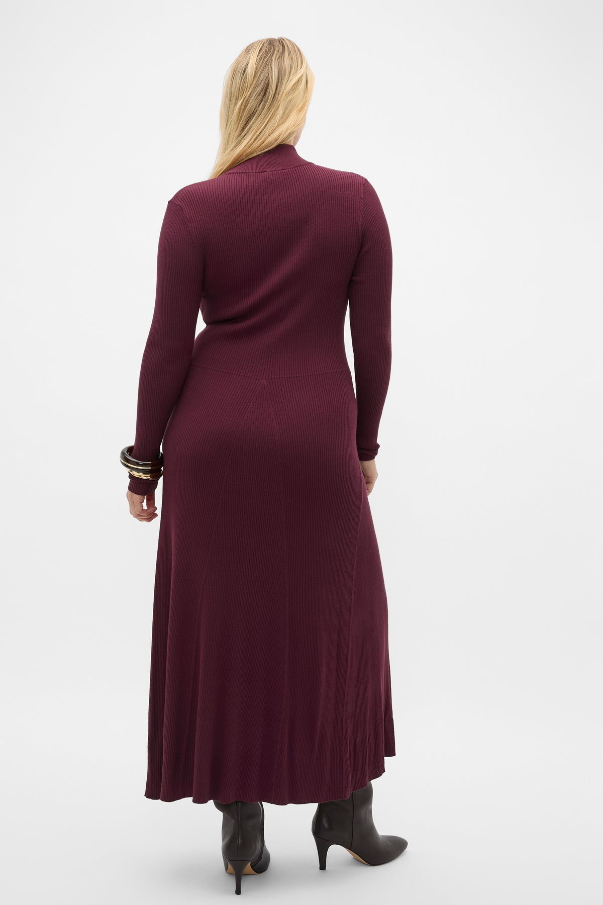 Button Down Mock Neck Knit Dress