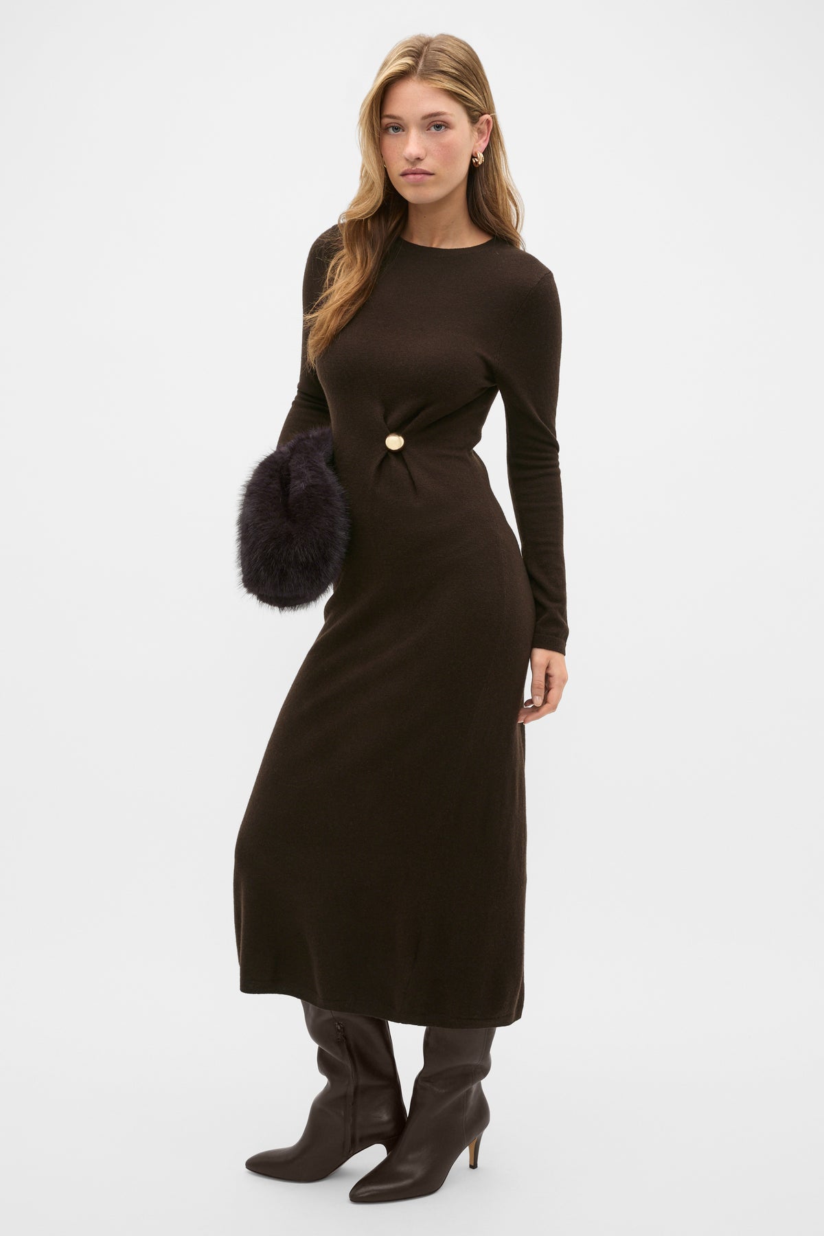 Clasp Detail Knit Dress