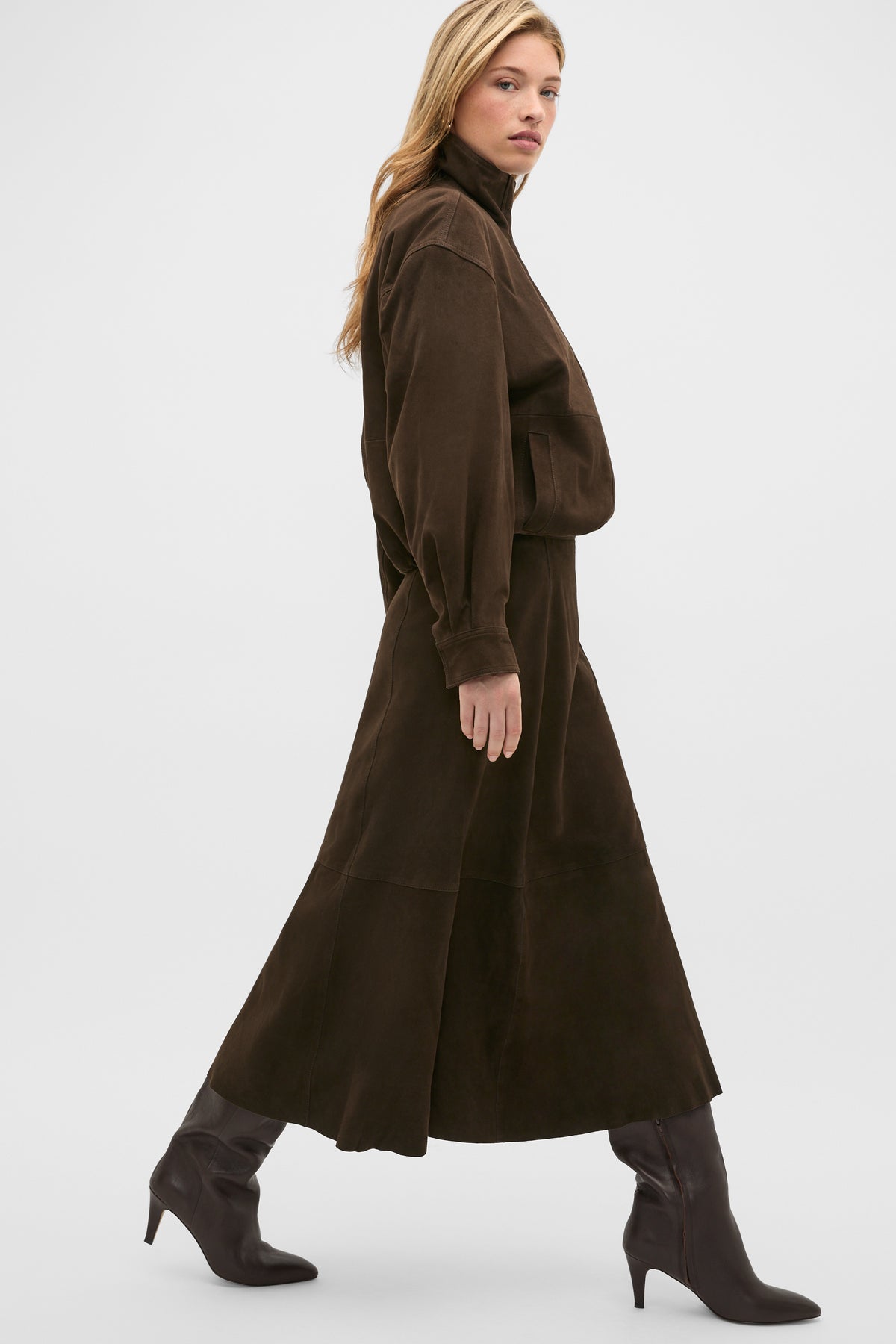 Suede Midi A Line Skirt