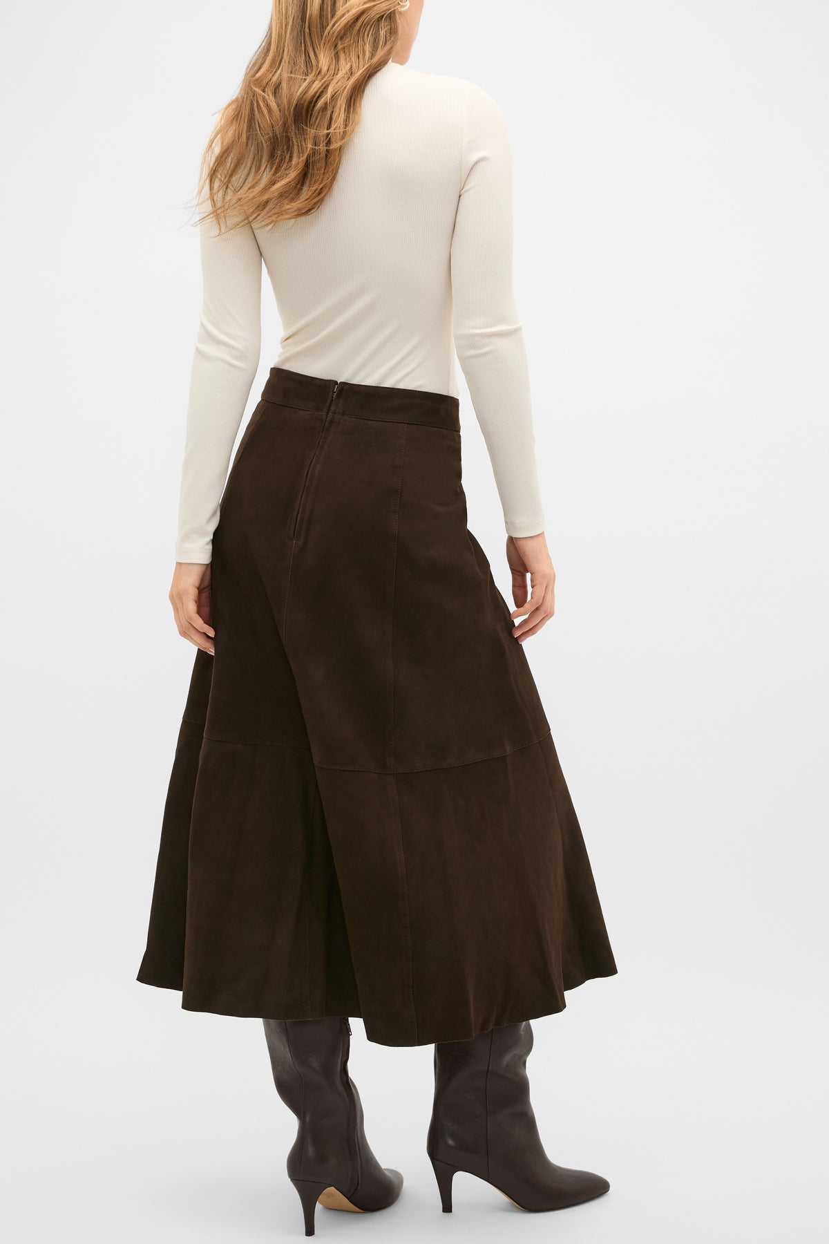 Suede Midi A Line Skirt