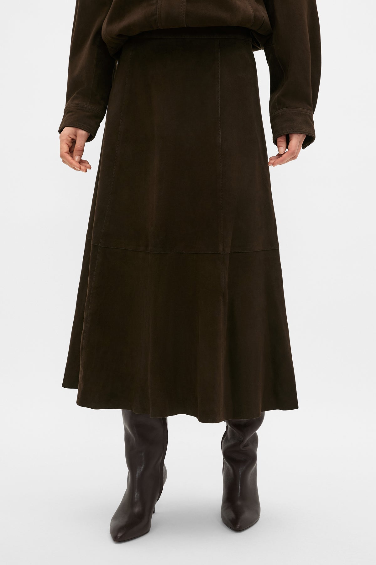 Suede Midi A Line Skirt