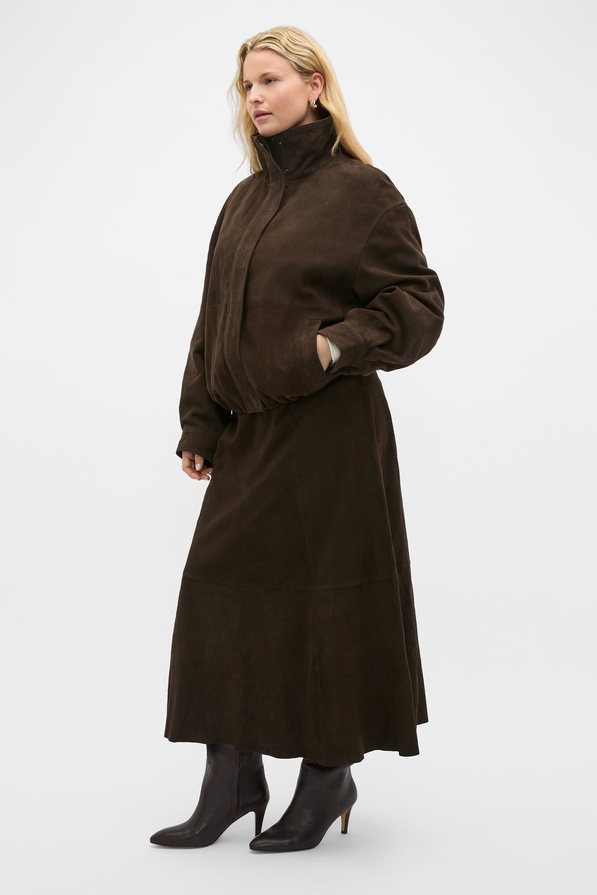 Suede Midi A Line Skirt