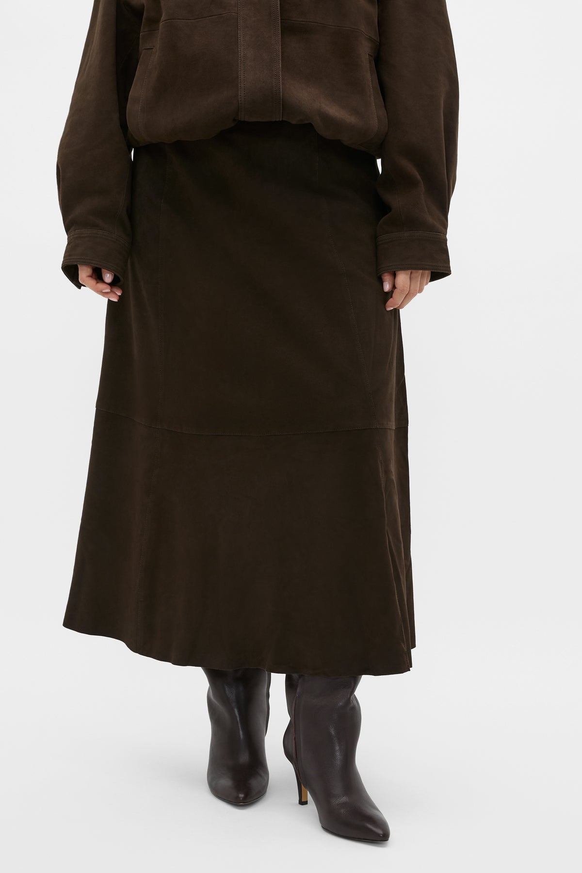 Suede Midi A Line Skirt