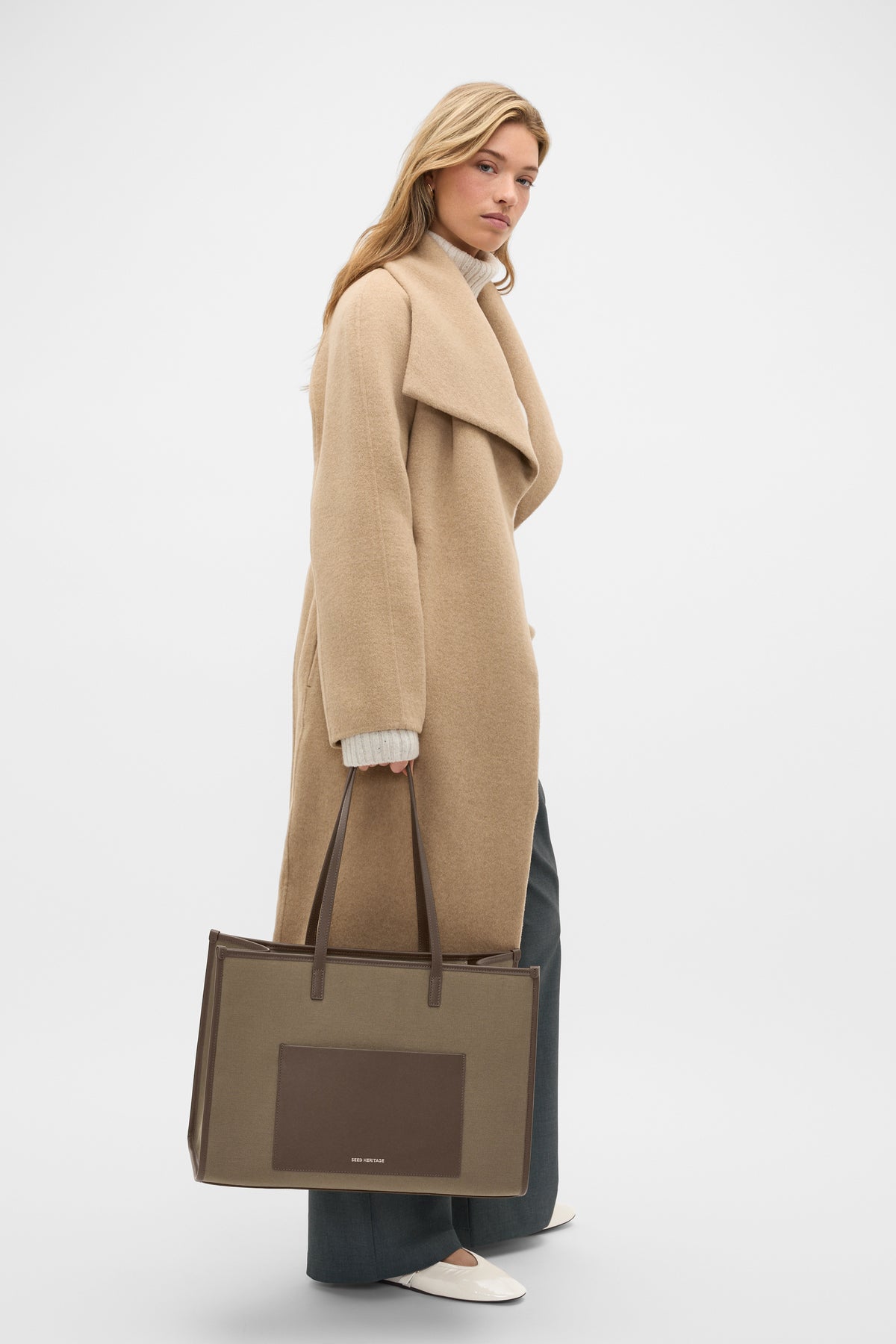Wool Blend Waterfall Coat