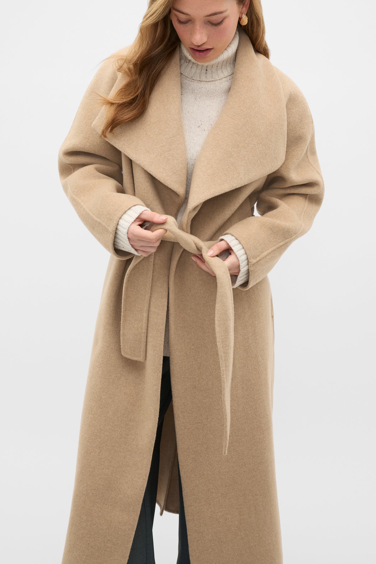 Wool Blend Waterfall Coat