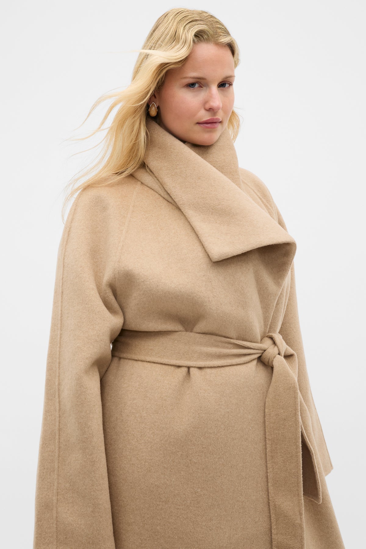 Wool Blend Waterfall Coat