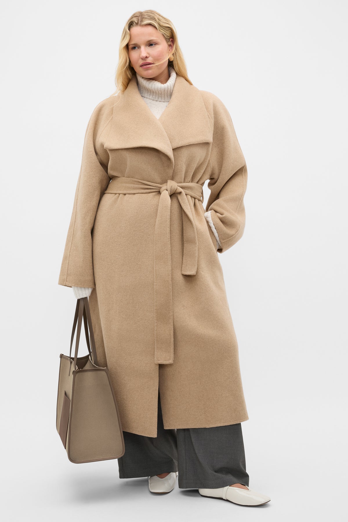 Wool Blend Waterfall Coat