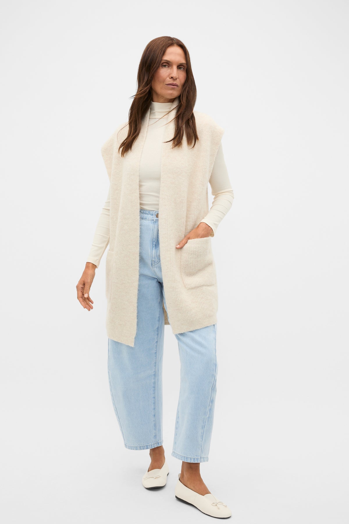 Rib Knit Mid Length Poncho