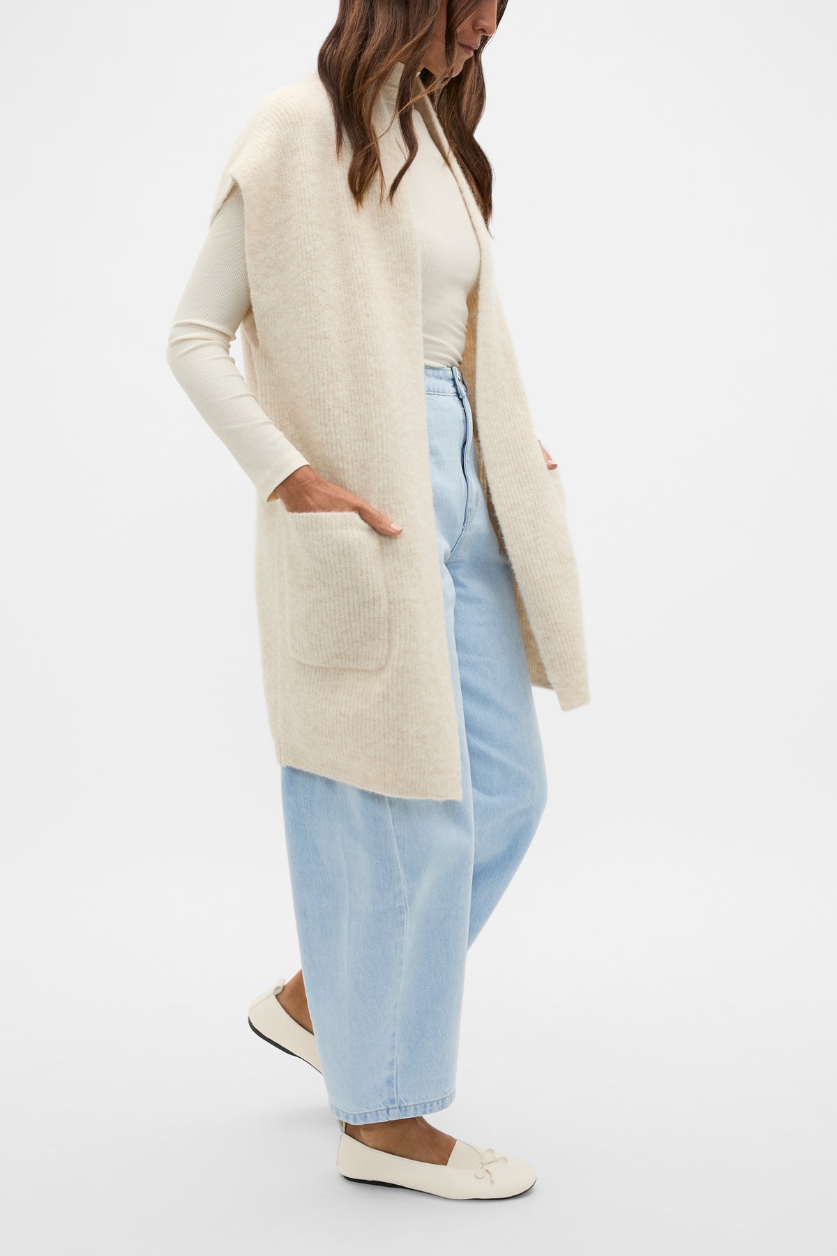 Rib Knit Mid Length Poncho