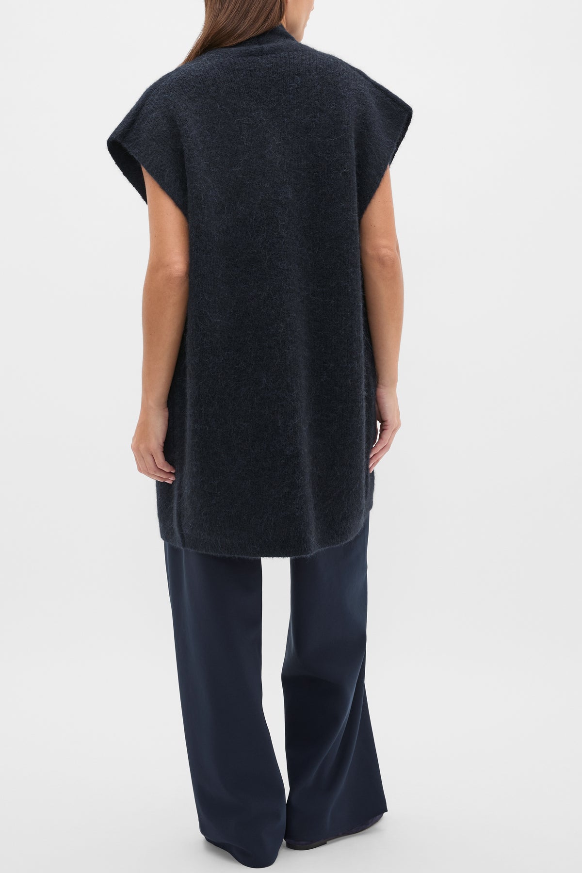 Rib Knit Mid Length Poncho