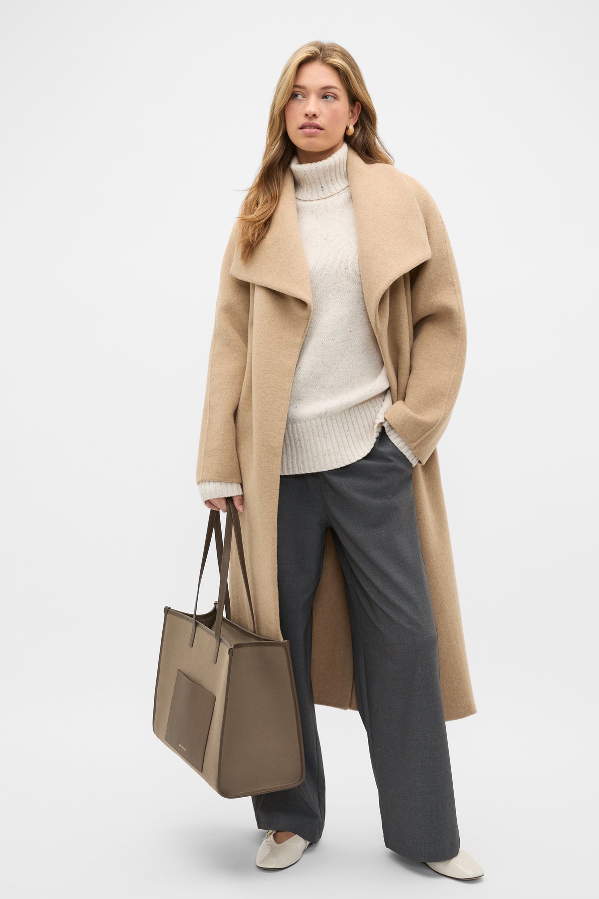 Leather Detail Carry All Tote
