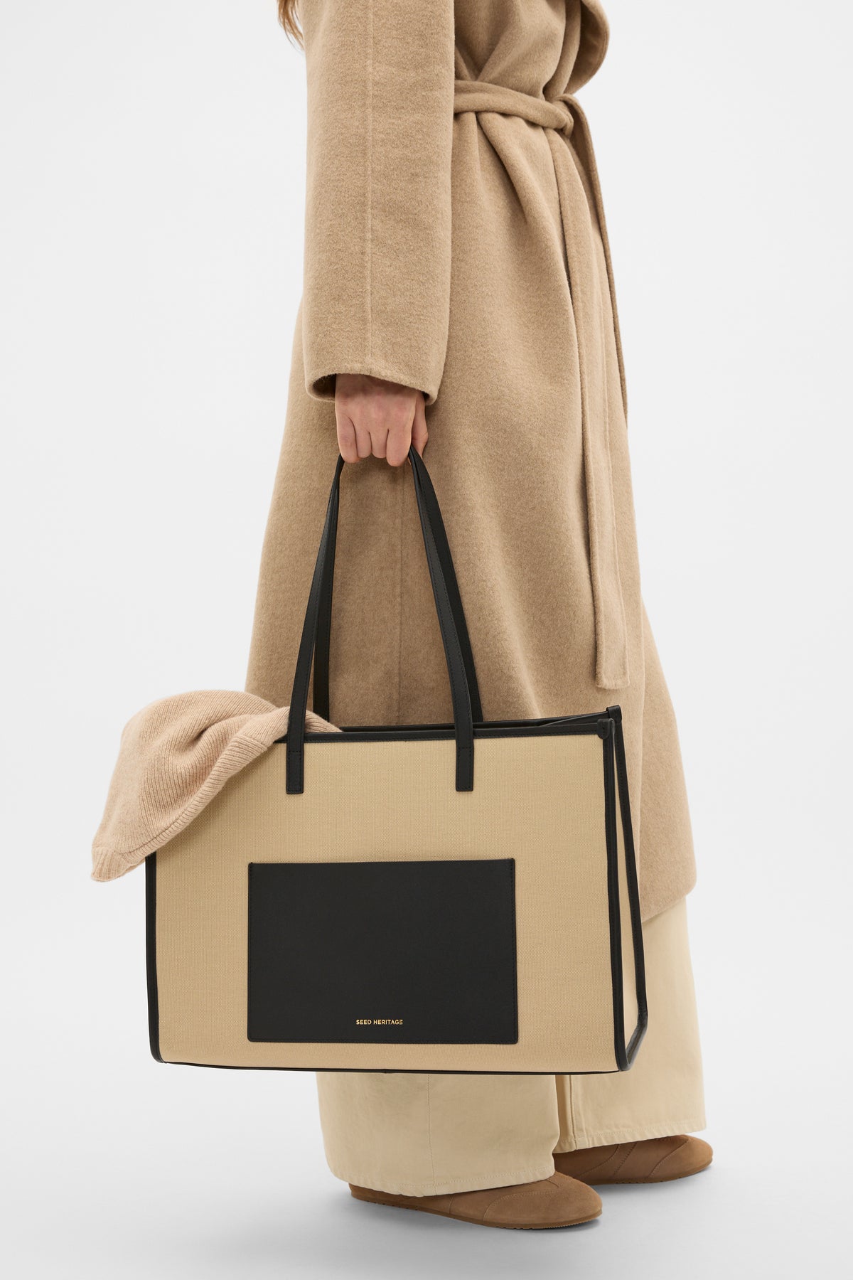 Leather Detail Carry All Tote