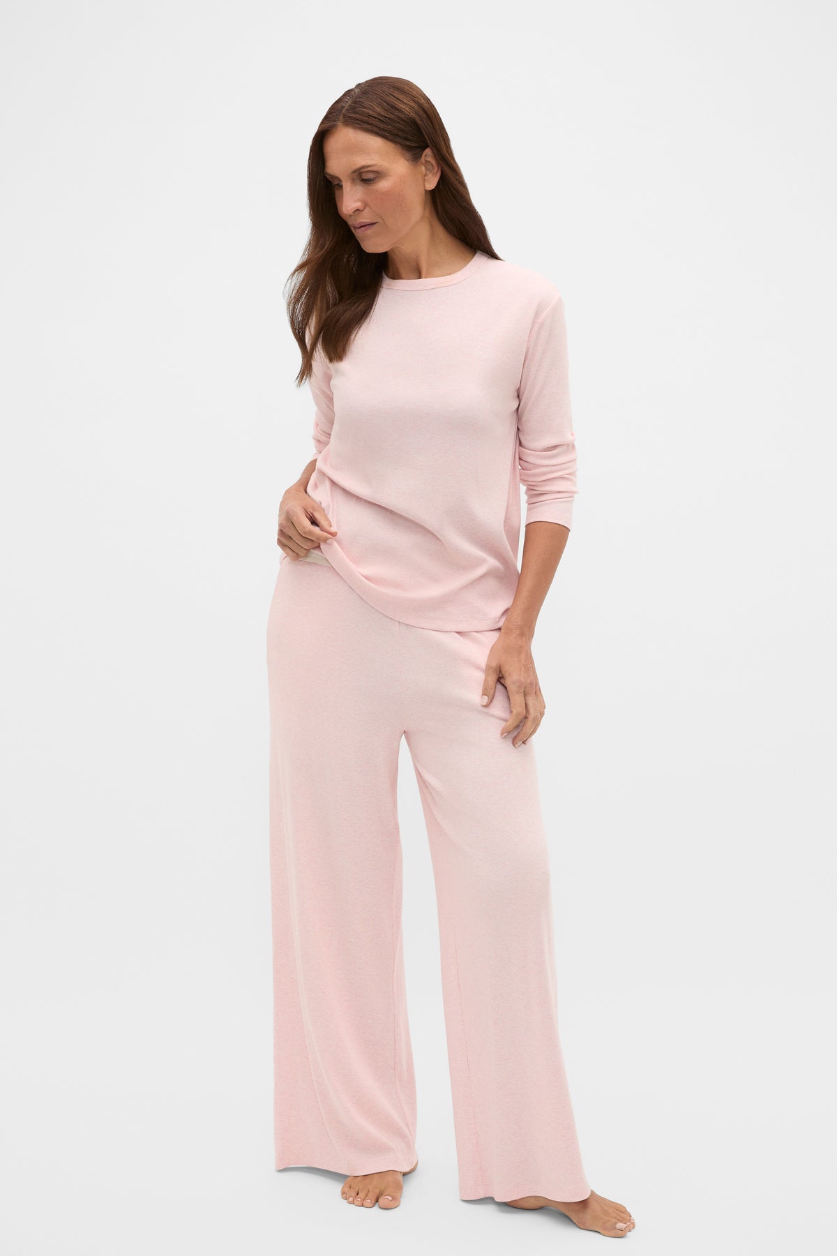 Ribbed Long Sleeve Top and Pant PJ Set
