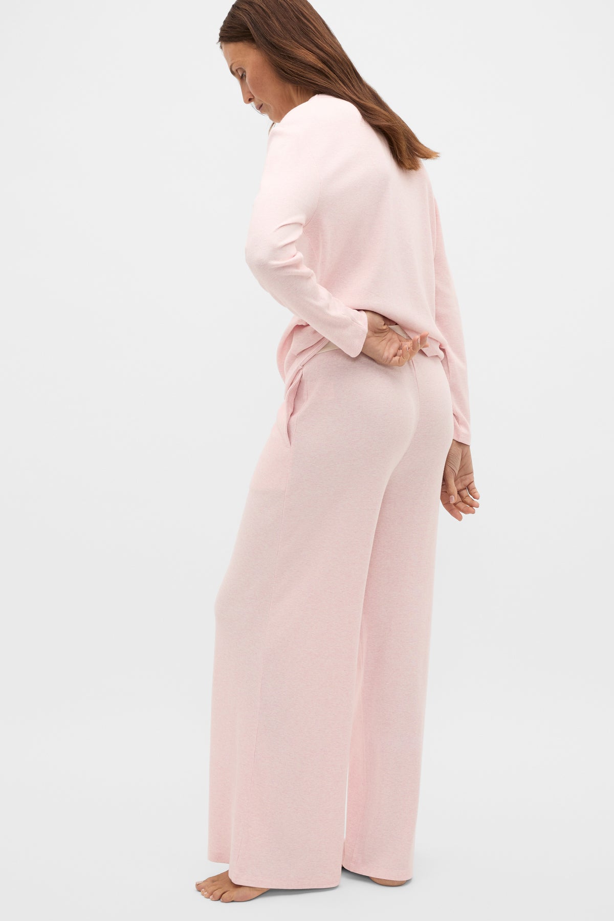 Ribbed Long Sleeve Top and Pant PJ Set