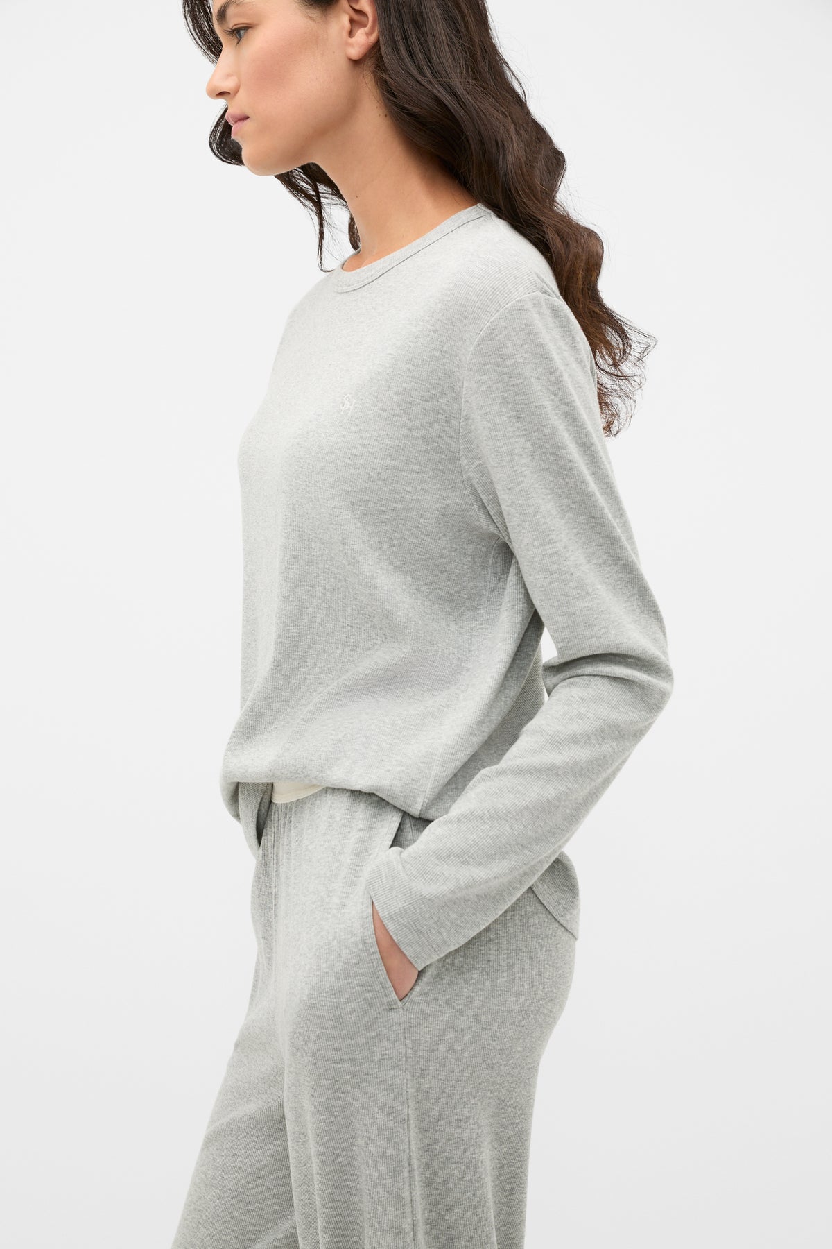 Ribbed Long Sleeve Top and Pant PJ Set