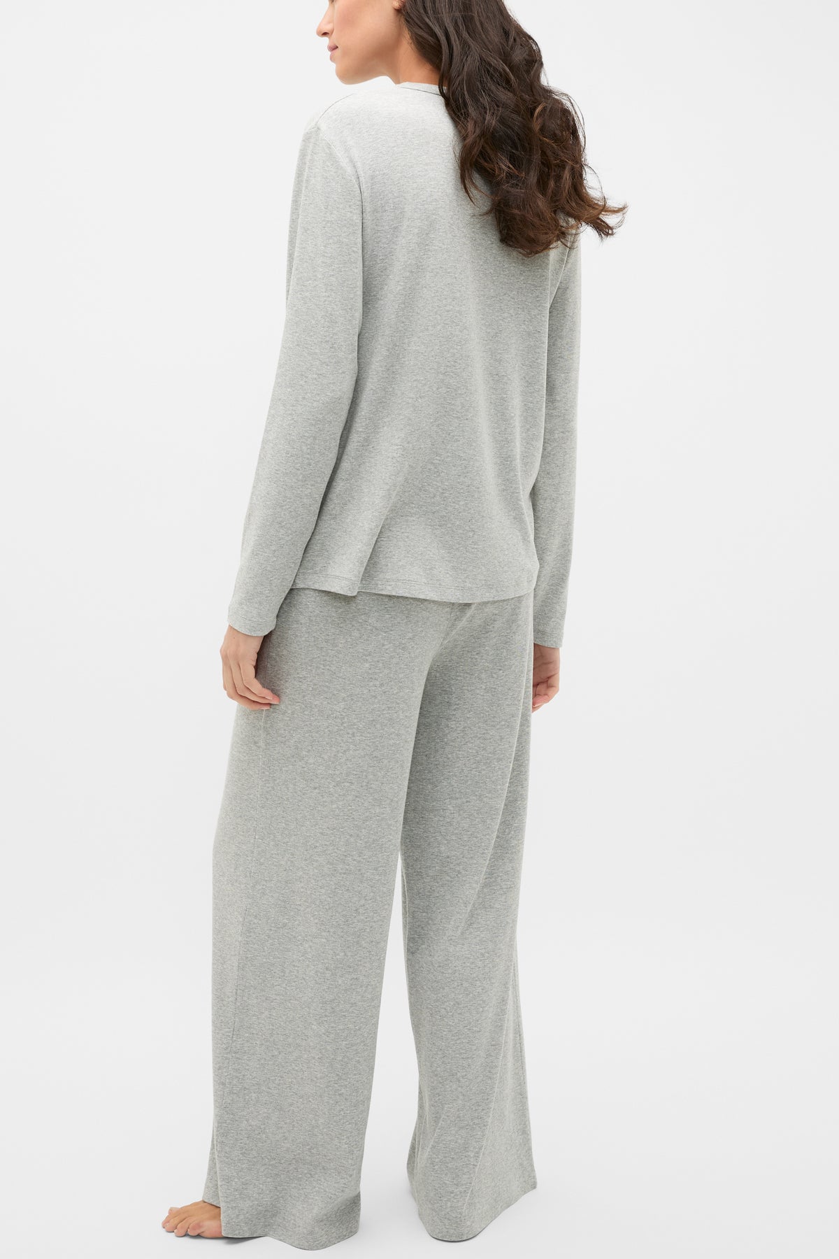 Ribbed Long Sleeve Top and Pant PJ Set