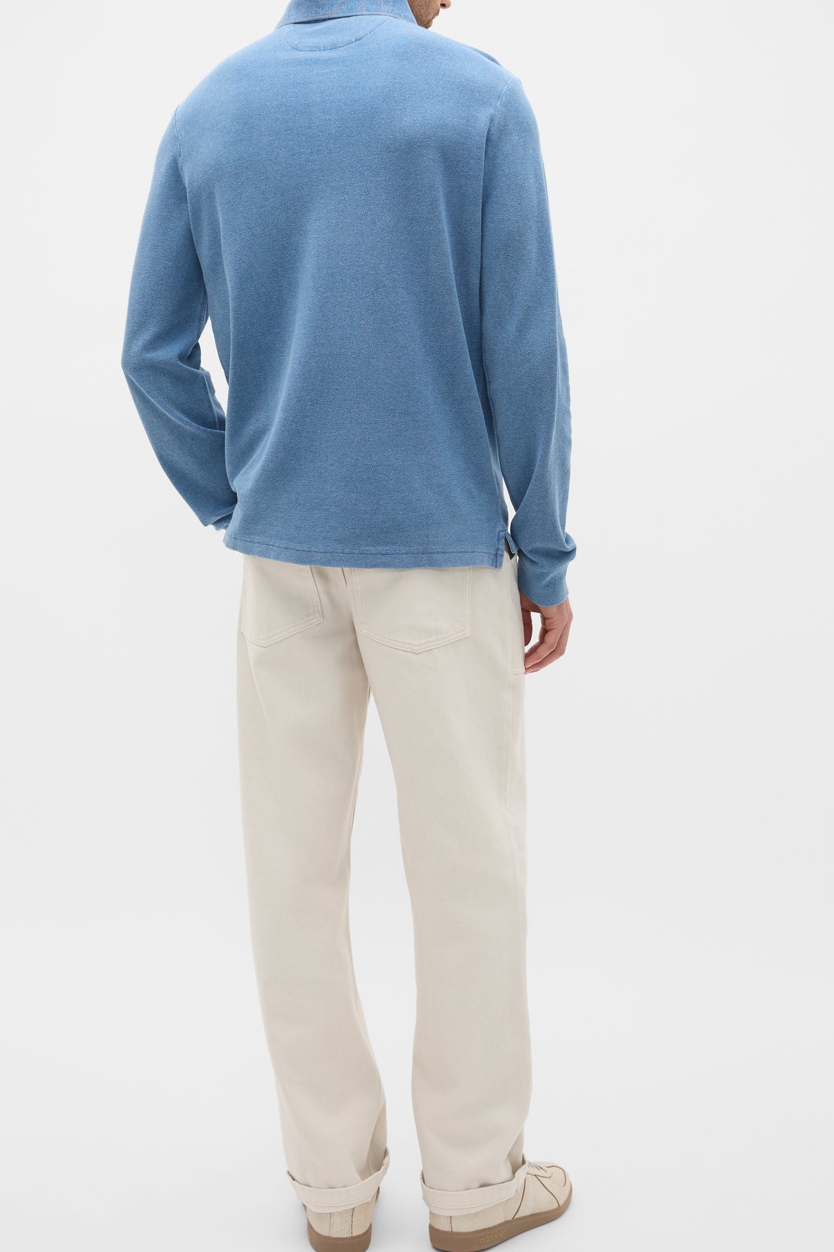 Indigo Long Sleeve Pique Polo