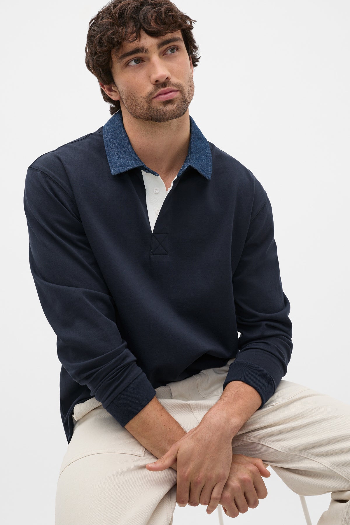 Denim Collar Rugby