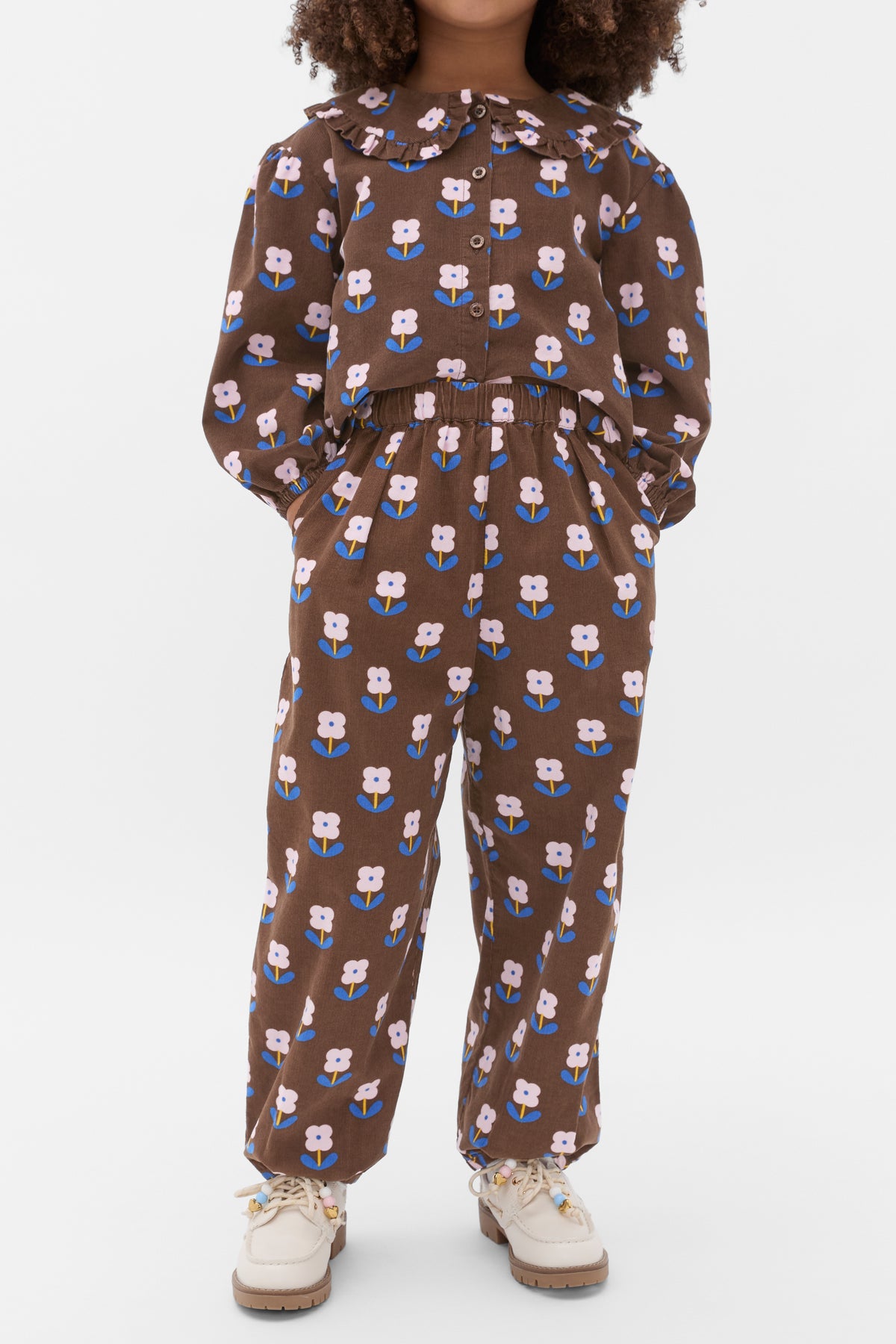 Cord Floral Balloon Pant