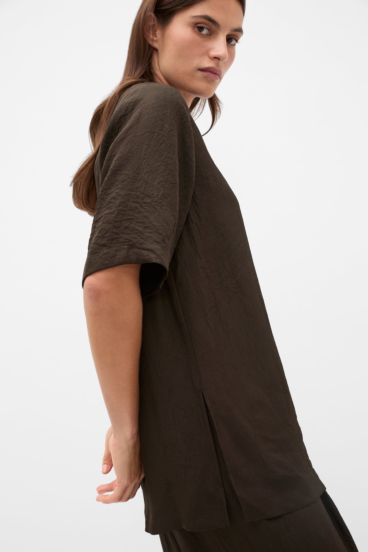 Textured Satin Oversized Tee