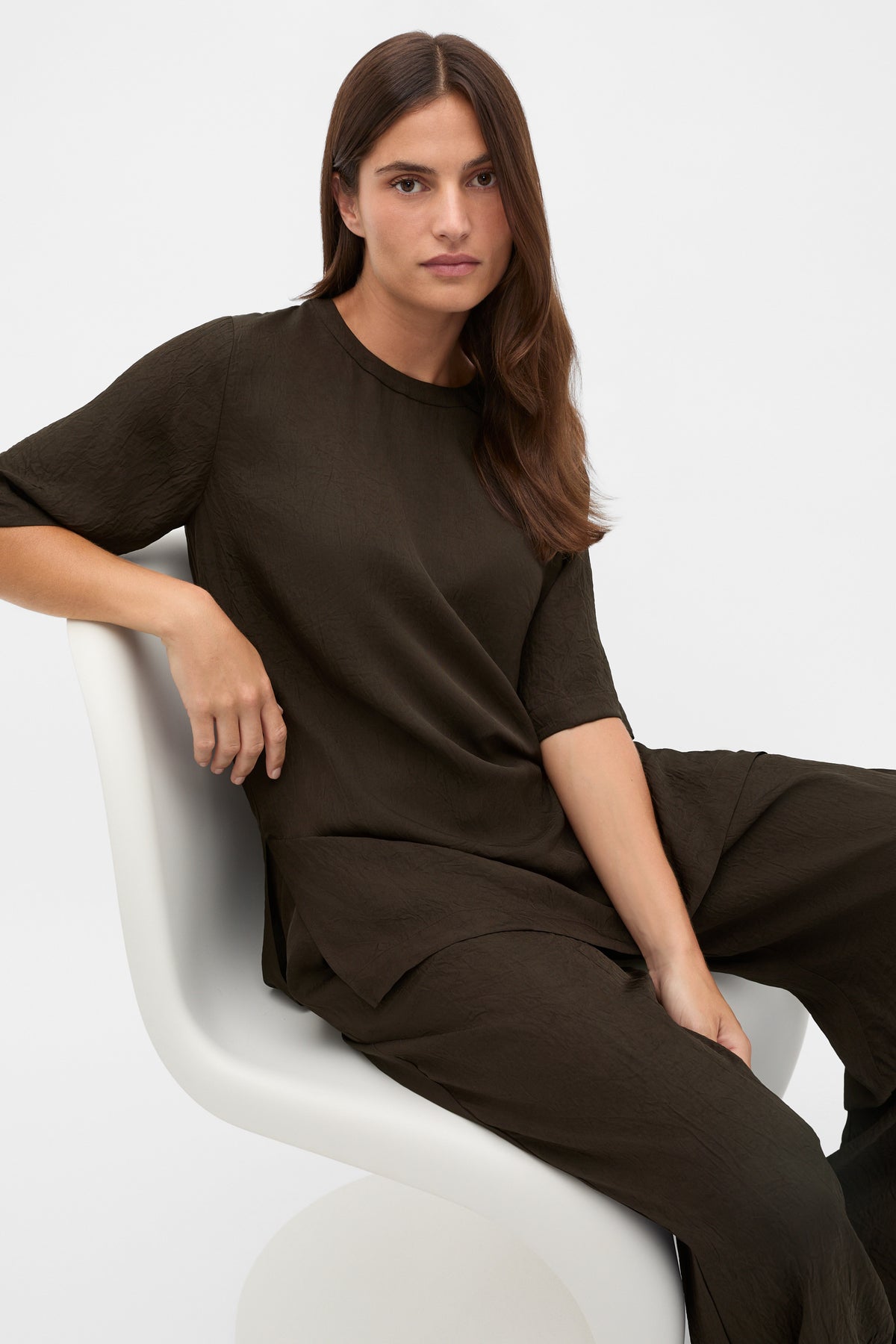 Textured Satin Oversized Tee