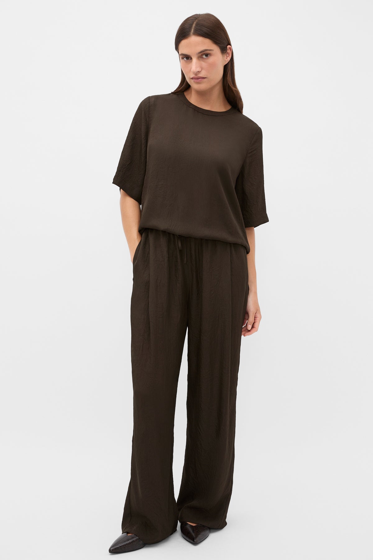 Textured Satin Oversized Tee