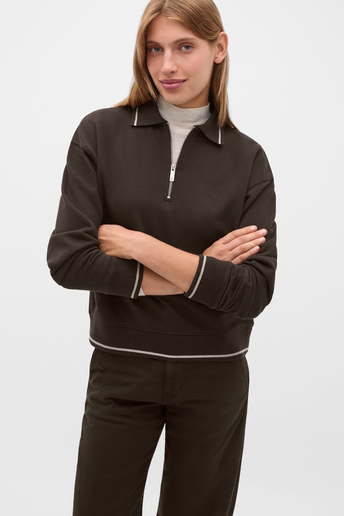 Cotton Terry Collared Sweat